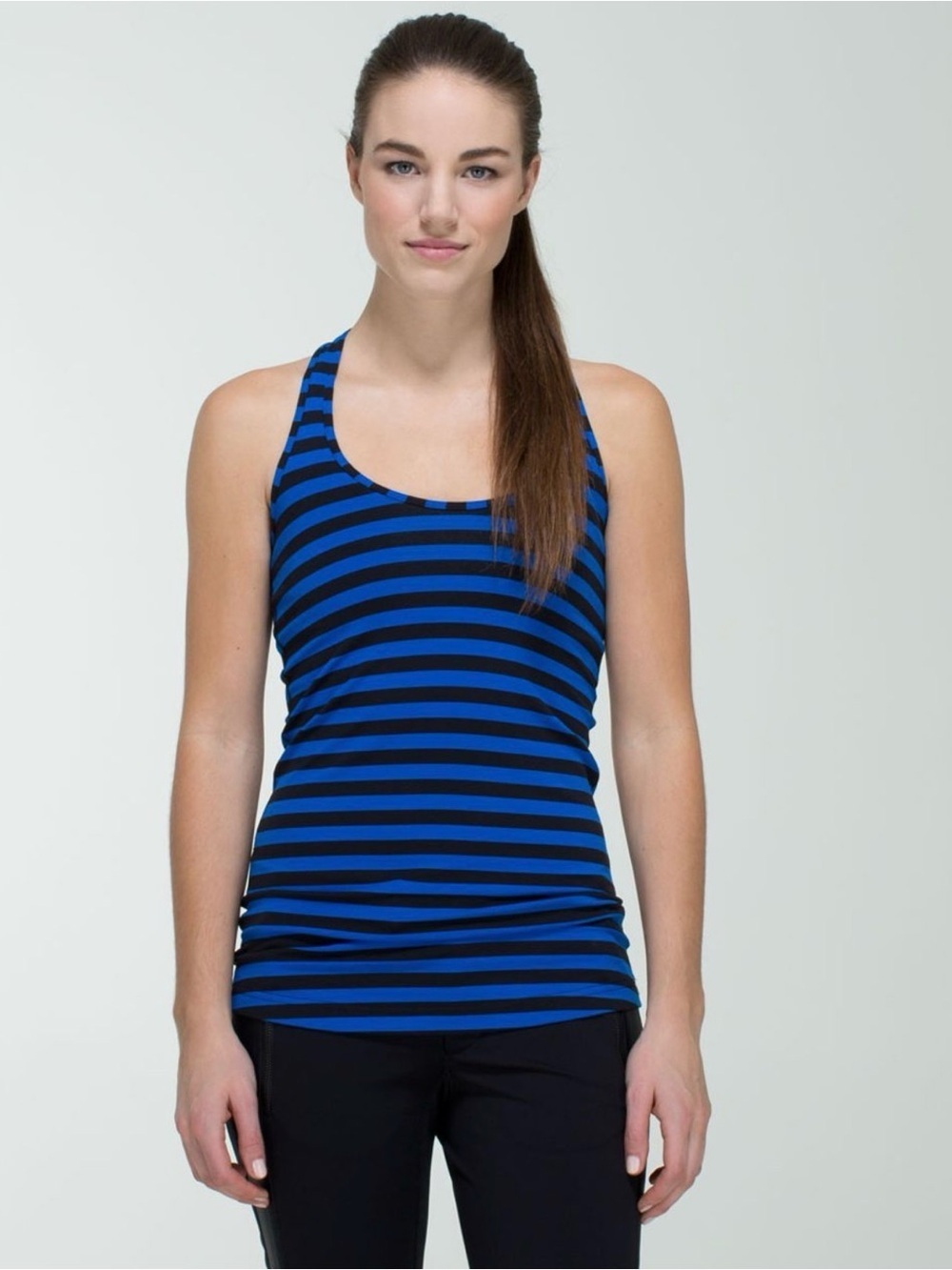Lululemon Athletica Cool Racerback Blue and Black Striped Tank Top